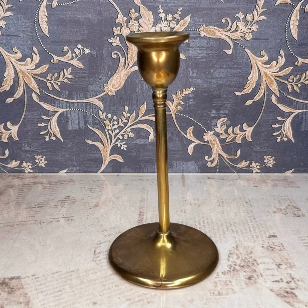 Vintage Brass Candlestick Holder Tall Taper Estate Find Patina